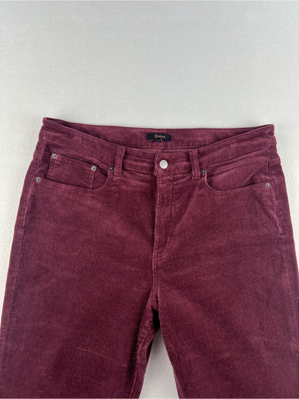 Quince Organic Stretch Corduroy Straight Leg Pant Barolo Burgundy 5 Pocket Sz 14 - Picture 2 of 12
